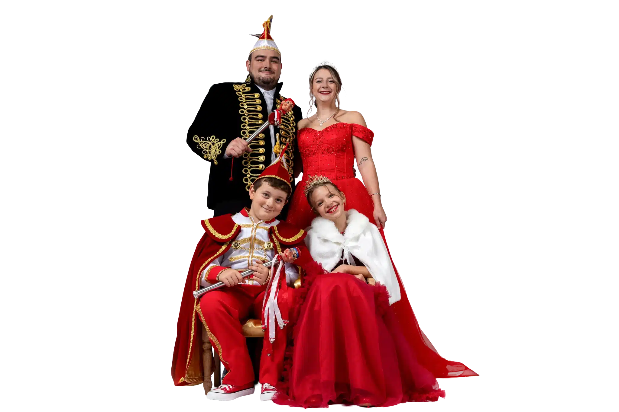 Prinzenpaar der Session 2025/2026
Prinz Olli., Prinzessin Melli I., Kinderprinz Fabian I., Kinderprinzessin Marie II.